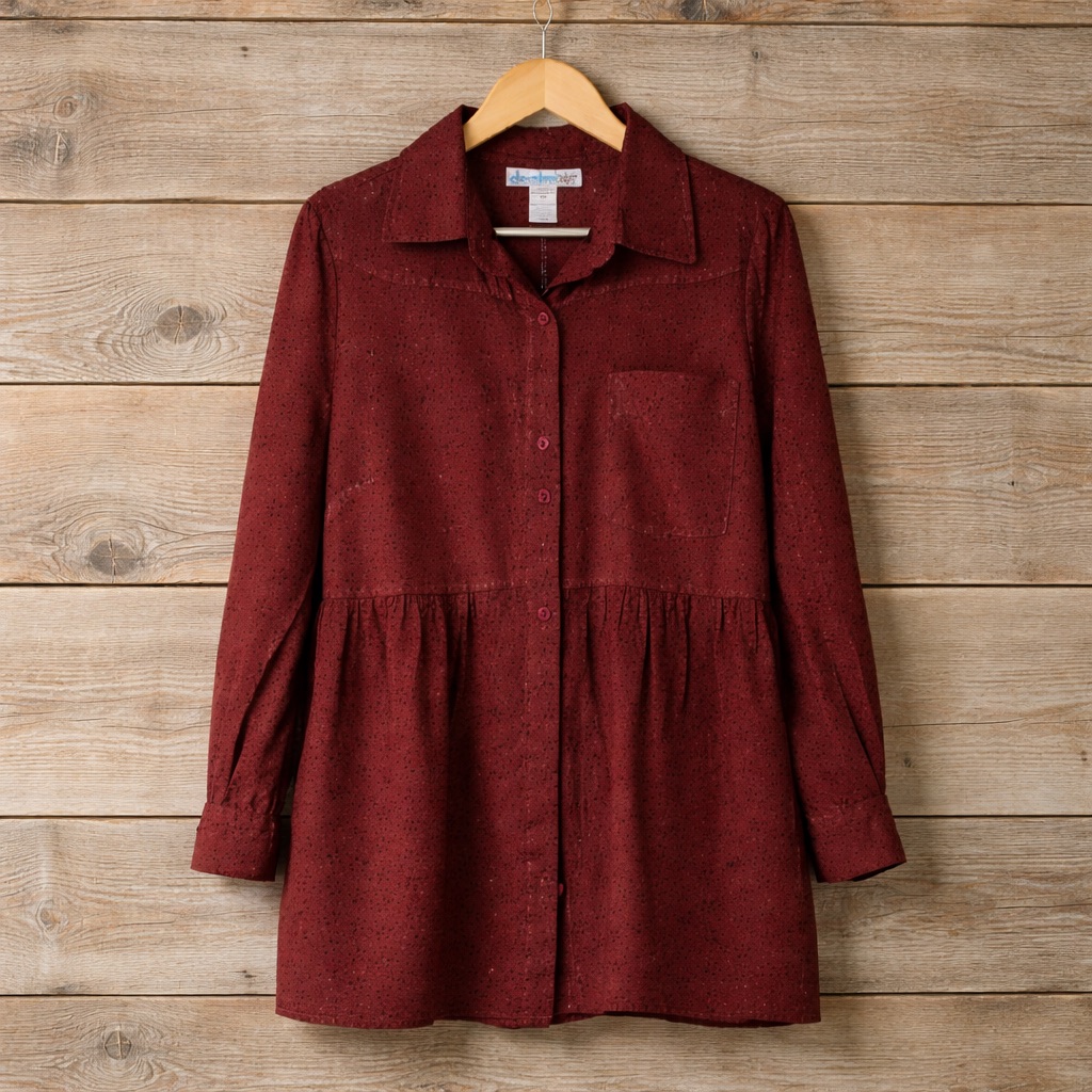Denim 24/7 Size 18w Brown Button Down Shirt